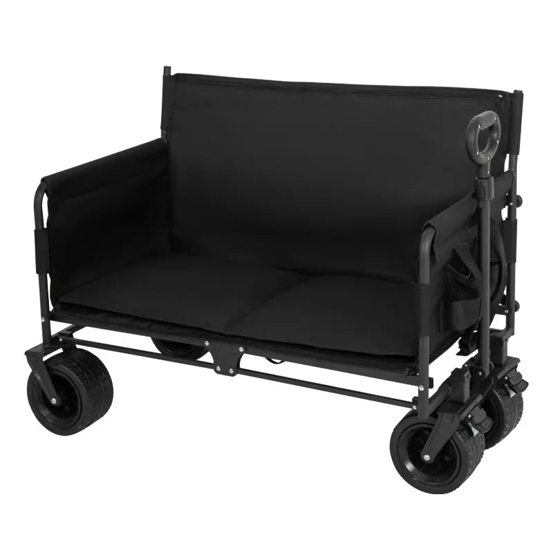 40In Collapsible Wagon Cart Heavy Duty 265LBS Utility Grocery Cart with Wheels for Camping Sports Outdoor Activities Black
