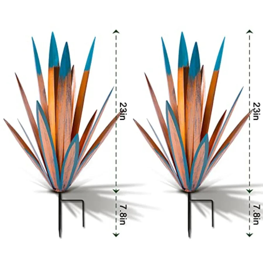 Large Agave Sculpture Rustic Metal Agave Plant Outdoor Interior Decoration Outdoor Lawn Decoration Yard Wooden Posts Matching G