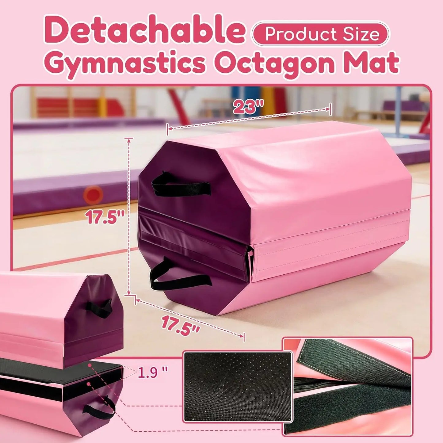 Detachable Octagon Gymnastics Mat, 17.5'x17.5'x23' Home tumbling mat, suitable for various gymnastic