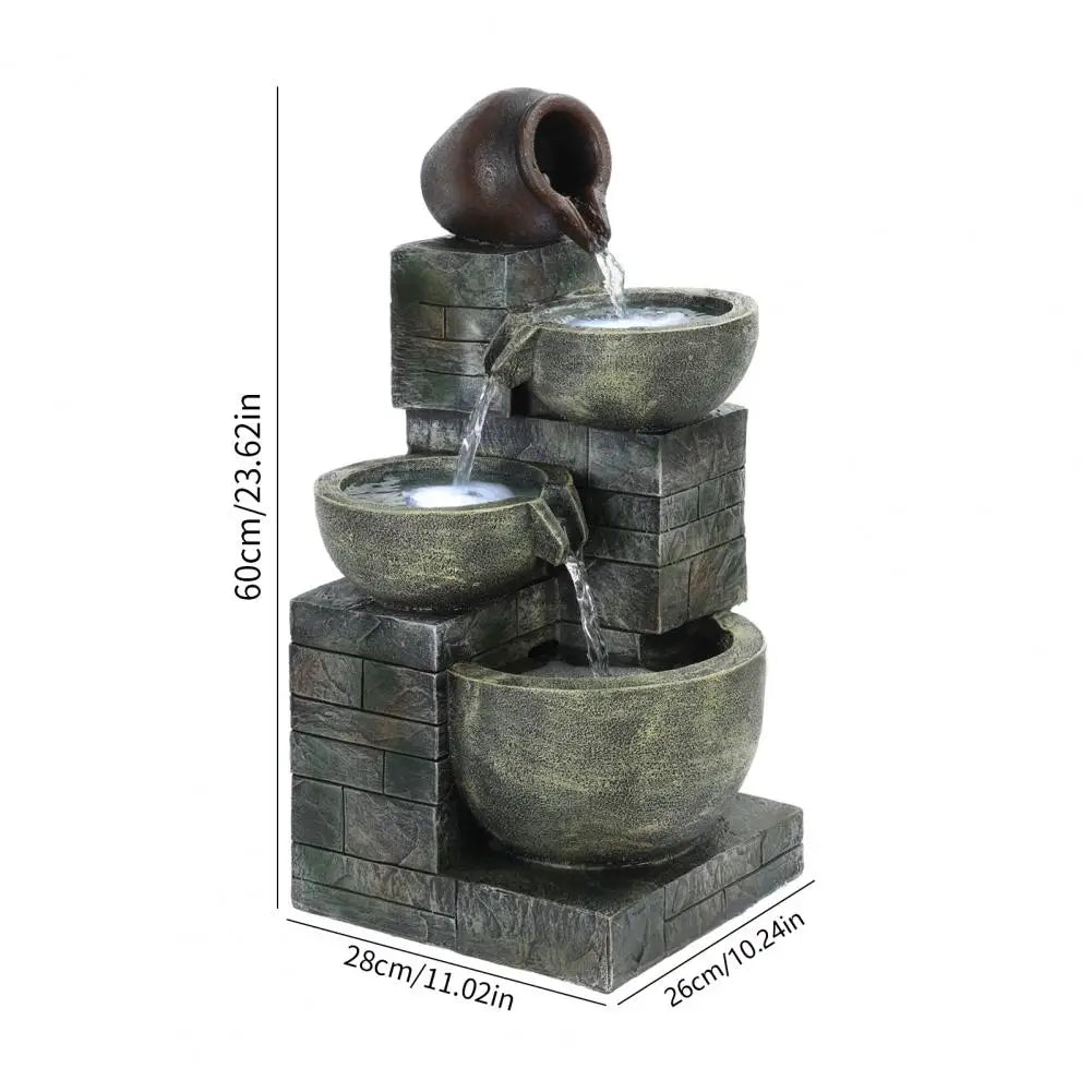 Flowing Water Ornament, Rockery Waterfall Fountain Decoration, Suitable For Balcony, Living Room, And Garden