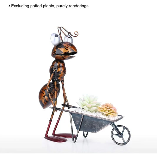 Metal Ant Garden Decor Sculpture Home Patio Lawn Yard Indoor Outdoor Statue Ornament with Removable Bucket