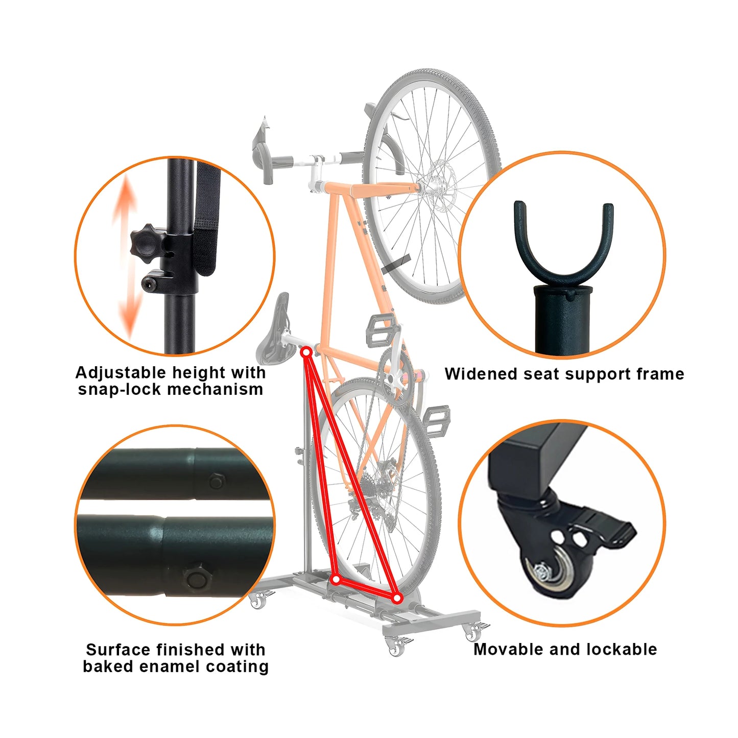 Upright Bike Storage Rack Space-Saving Freestanding Indoor Bikes Holder Upright Bicycle Floor Stands for Mountain And Road Bikes