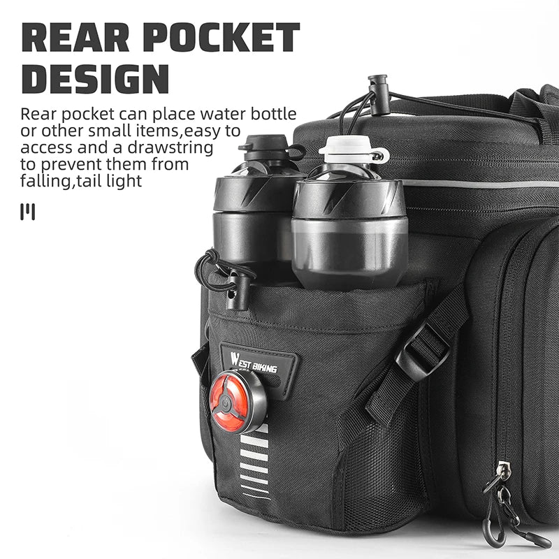 WEST BIKING Hard Shell Bicycle Pannier Bag 20-35L Large Capacity MTB Road Bike Rear Seat Bag Portable Travel Shoulder Bag