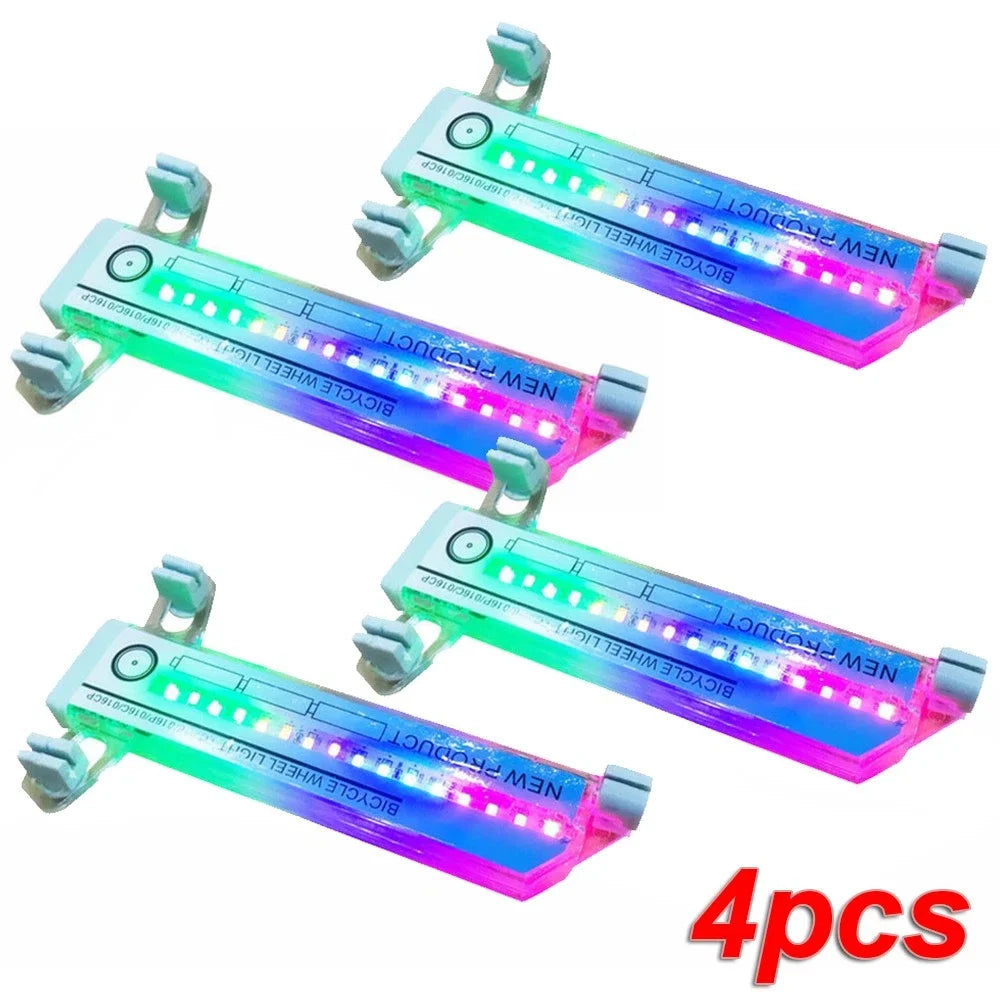 4PCS Bicycle Tire Light LED Spoke Lamp for Cycling Wheel Flash Warning Night Riding Double Sided Waterproof Outdoor Bike