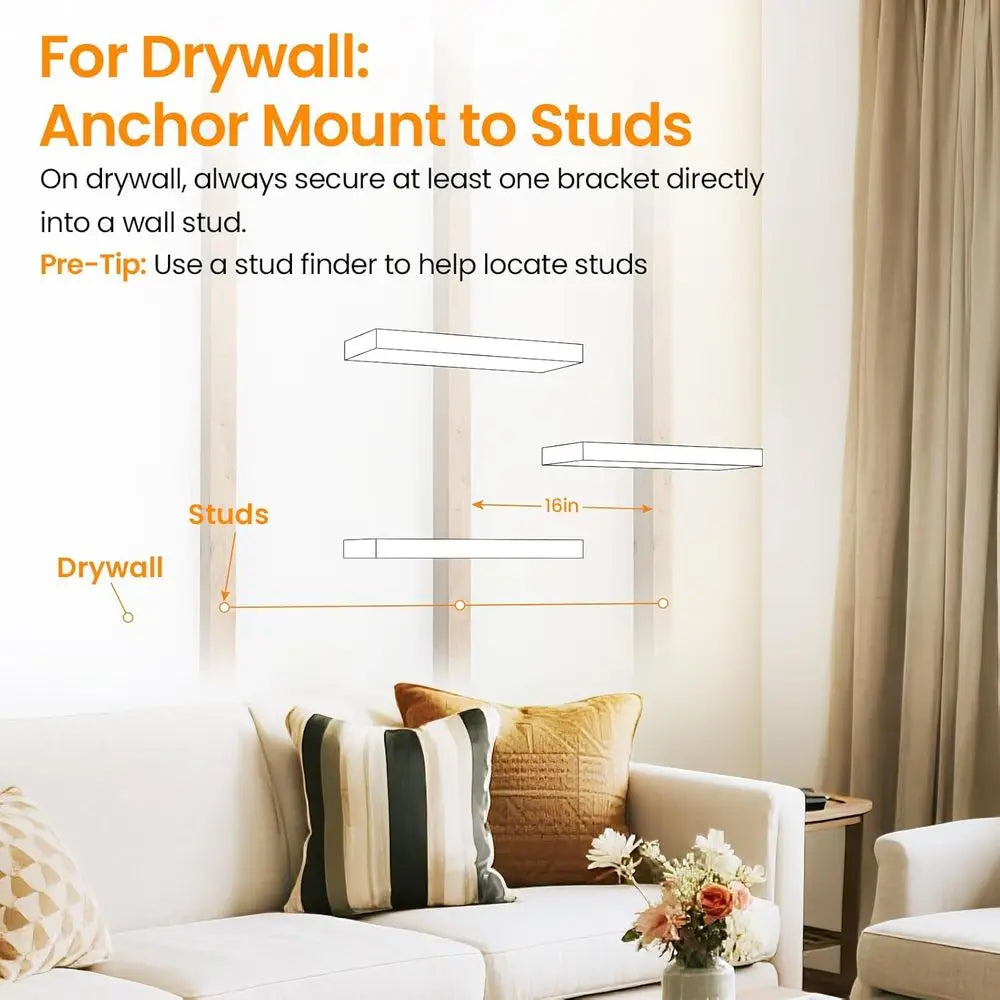 White Floating Shelves for Wall, 22.5 inches Wall Mounted Rustic Wood Shelves for Bathroom, Bedroom, Living Room, Floating Shelv
