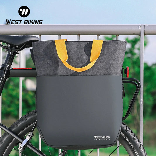 WEST BIKING MTB Pannier Bag Water Repellent PU Side Bag Quick Release Rear Seat Rack Bag Bike Cargo Carrier Bag Men Hand Bag