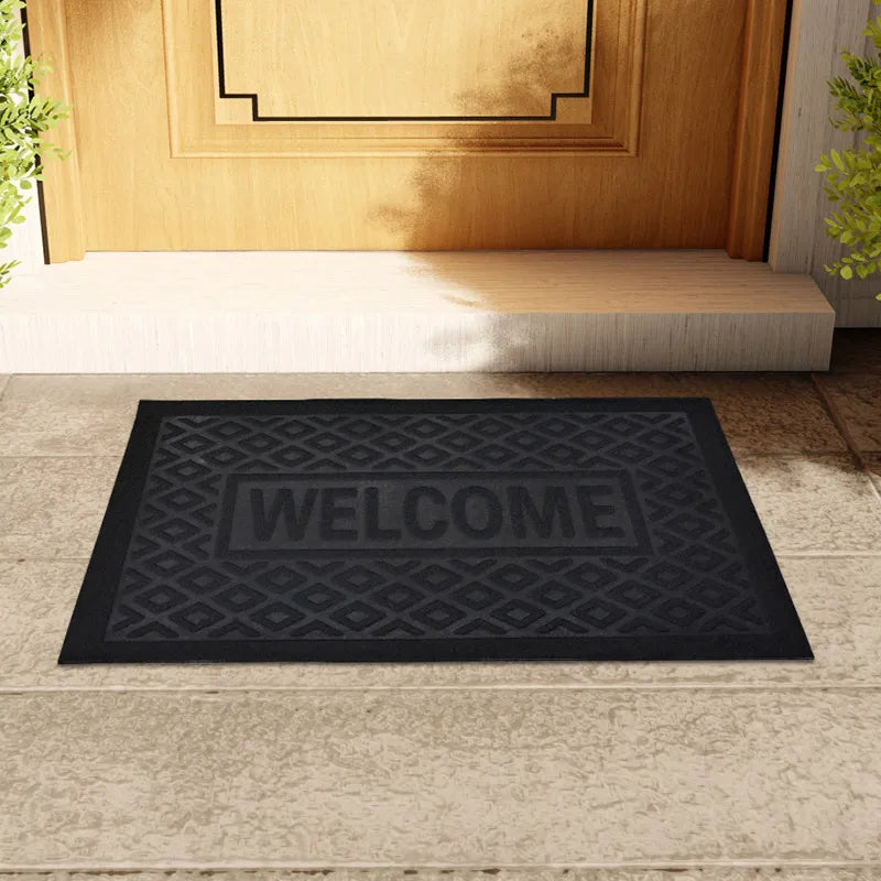 Heavy duty rubber welcome mat - anti slip, dust-proof home entrance door mat, durable and washable carpet,