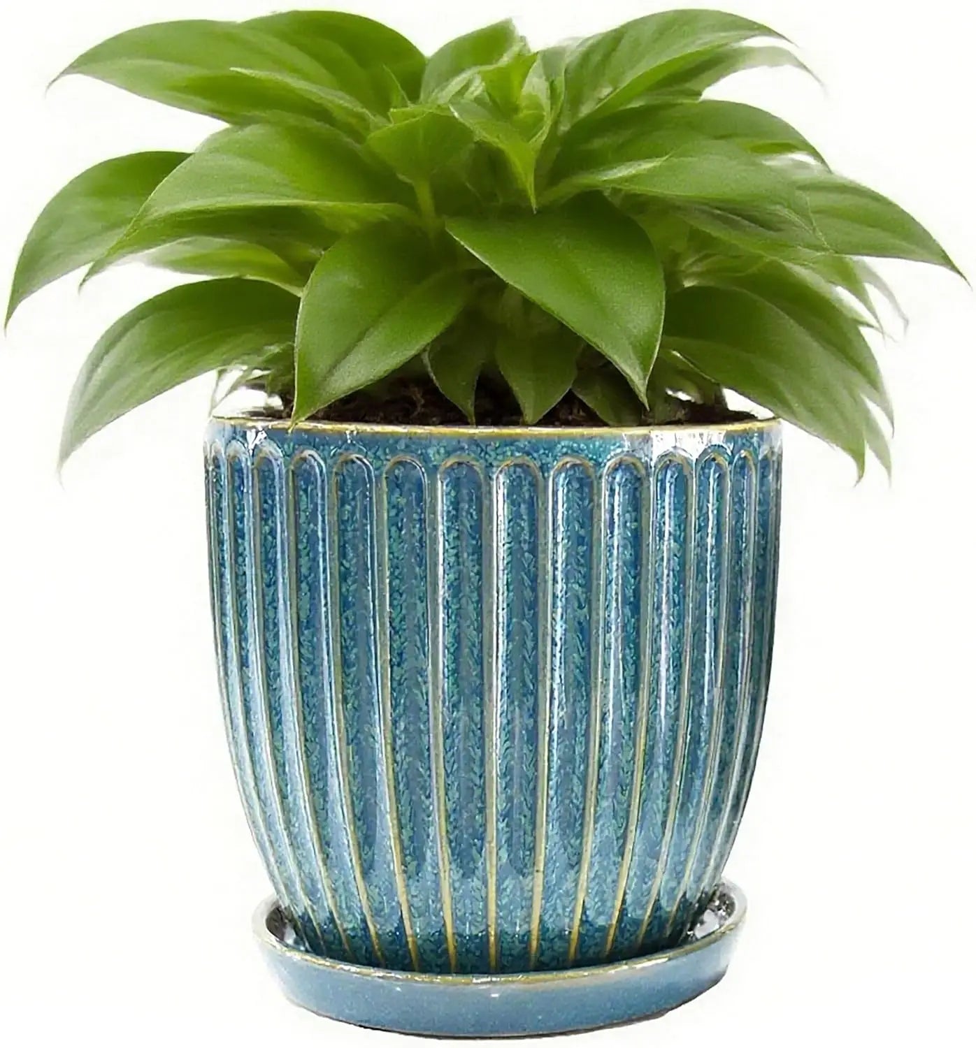 6-Inch Ceramic Plant Pots with Drainage Hole, Indoor/Outdoor Flower Pots for Succulents and More in Glaze Blue