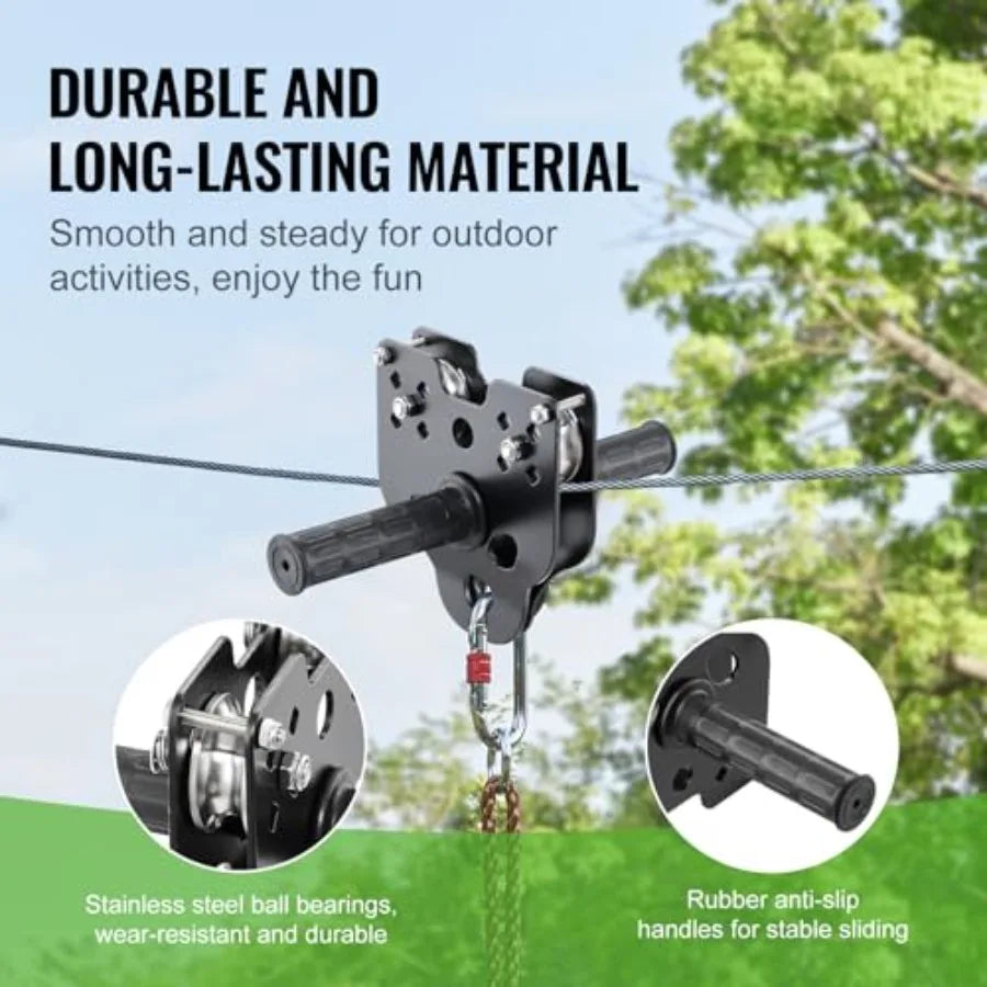 Zip line Kits for Backyard 160ft Zip line Kit for and Adult Up to 330 lb Included Swing Seat Ziplines Brake and Steel Trolley O
