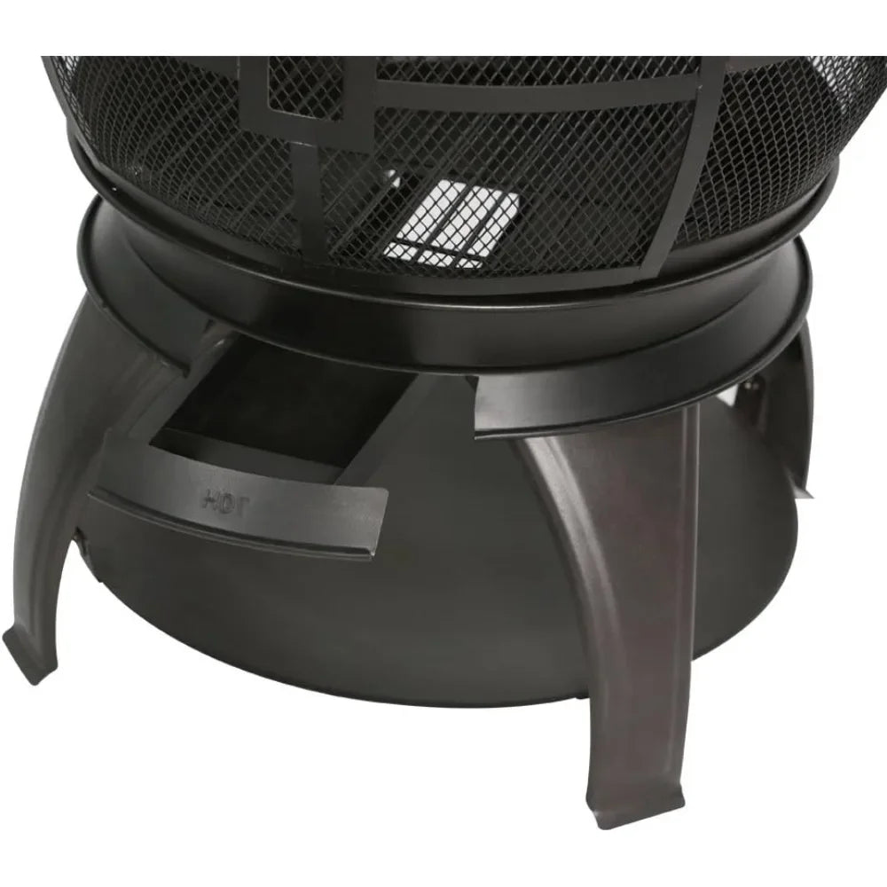 Wood Burning Fire Pits Chimenea Outdoor Fireplace Wooden Firepit, Brown-Black Customized