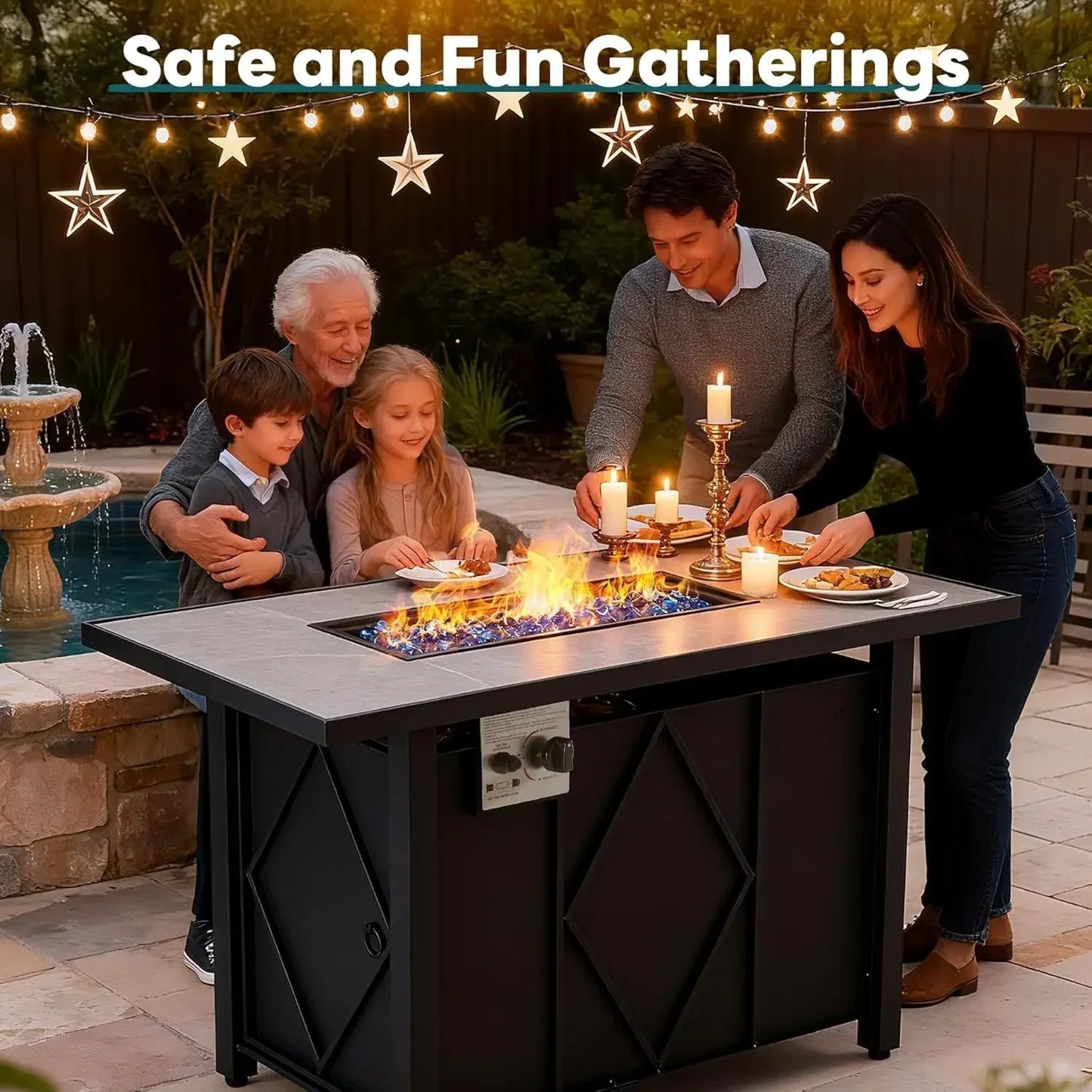 43 Inch Propane Fire Pit Table, 50,000 BTU Outdoor Gas Fire Pit for Outside Patio Deck Garden Backyard Deck Balcony, CSA Certifi