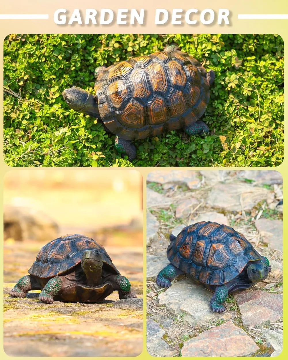Resin Tortoise Turtle Statue, Garden Sculpture for Indoor/Outdoor Yard Lawn Ornament, Home Decor (Large)