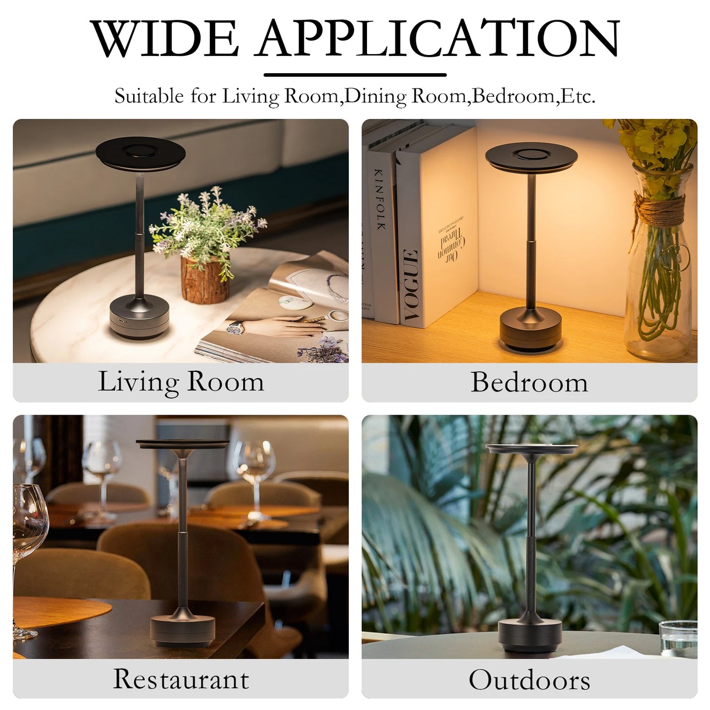 For US ONLY Rechargeable Wireless Table Lamp LED Touch Sensor Desktop Night Light Reading Lamp for Hotel Bar Bedroom Decor Light