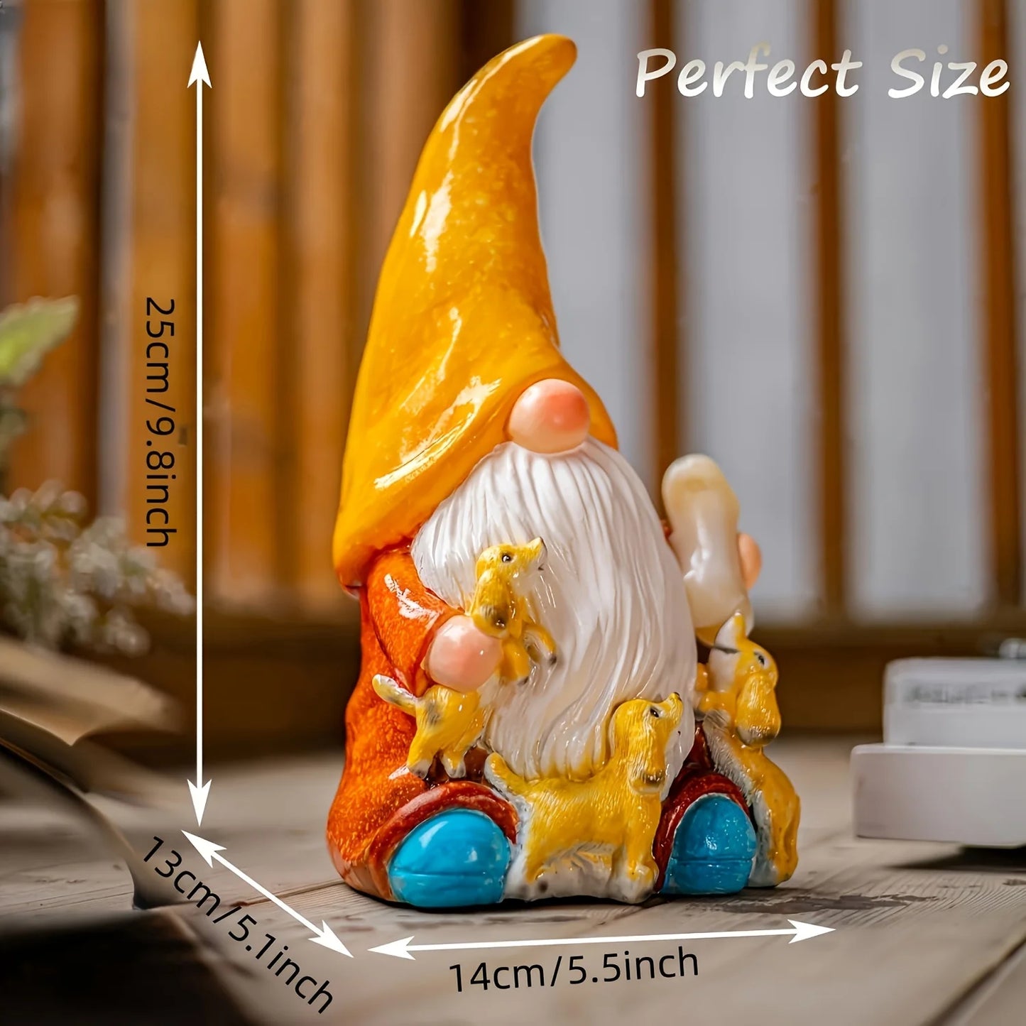 Garden Gnome Statue Solar Lights Gnomes Decorations 10Inch Outdoor Large Garden Sculptures Patio Lawn Yard Ornaments