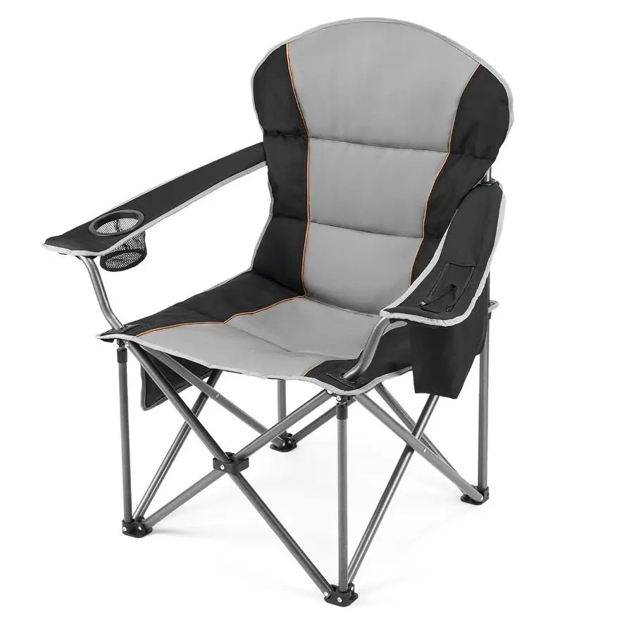 Folding Camping Chairs, Outdoor Collapsible Padded Chairs with Cup Holder Cooler Bag, Heavy Duty Portable Camping Chair for Gard