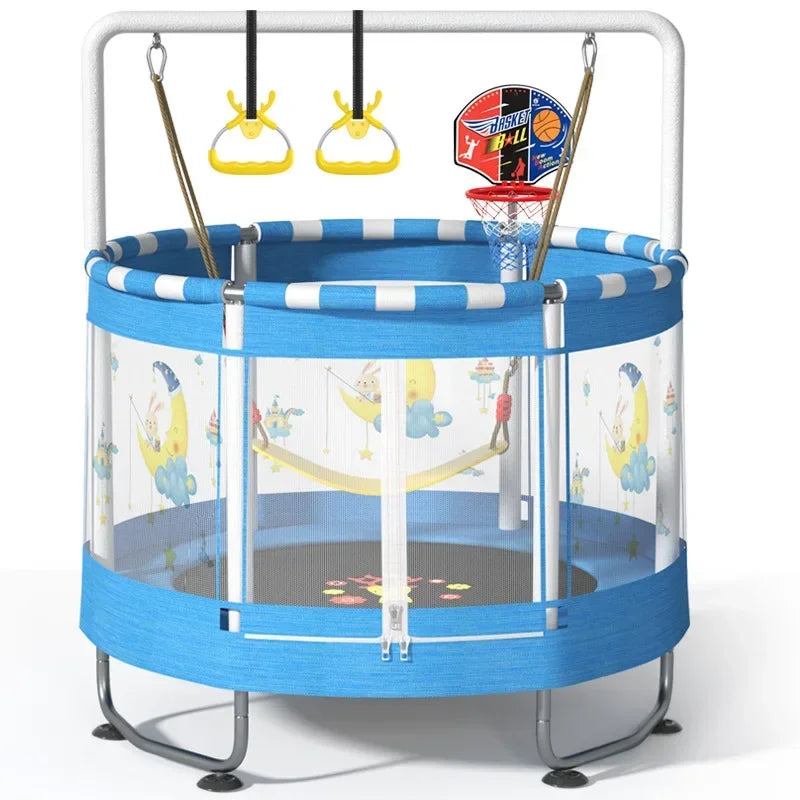 Diameter 1.5m Trampoline Set with PE Protective Net Equipped for Childs Indoor Trampoline Bed Gymnastics Fitness Training Tools