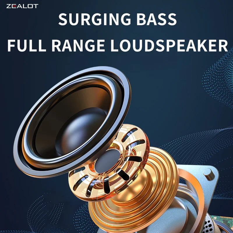 ZEALOT S32 5W Wireless Bluetooth Speaker, Portable Subwoofer, 1800mAh, 10H Playtime, Loud Stereo, Booming Bass