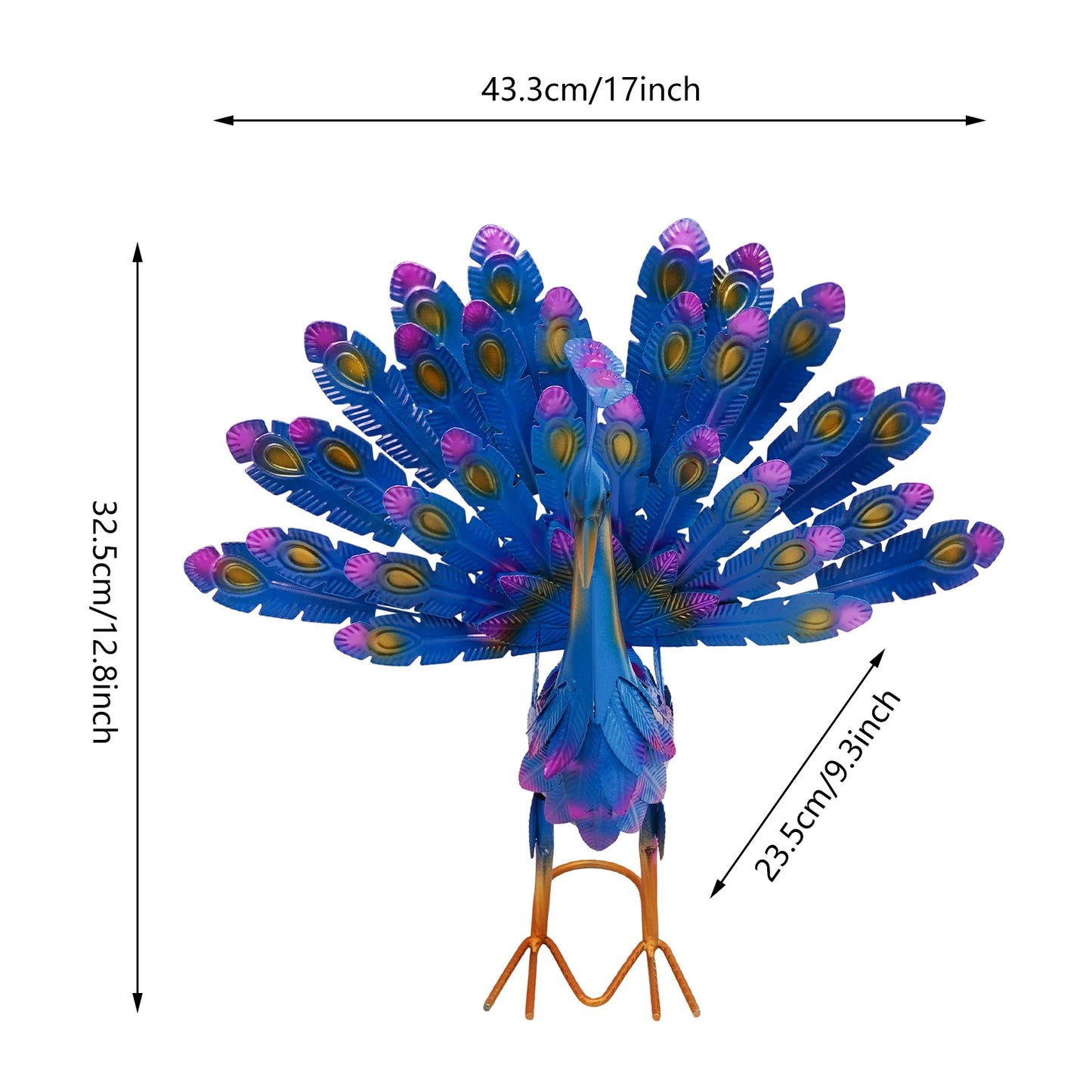 Realistic Metal Peacock Statues Iron Baking Paint Freestanding Outdoor Garden Decorative Ornaments Modern Yard Art Sculptures