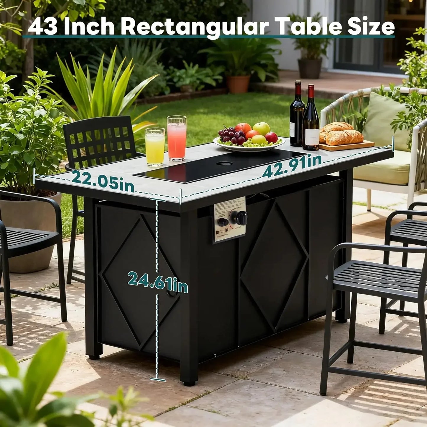 43 Inch Propane Fire Pit Table, 50,000 BTU Outdoor Gas Fire Pit for Outside Patio Deck Garden Backyard Deck Balcony, CSA Certifi