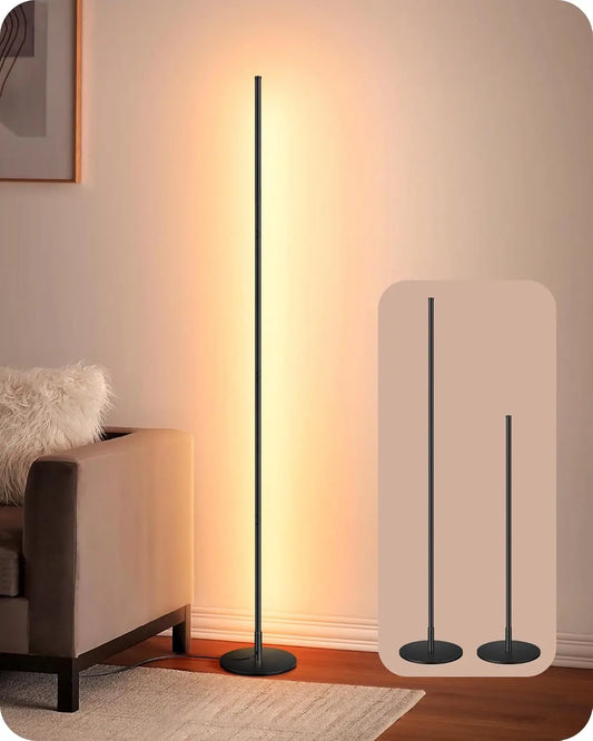 57.5" Adjustable Dimmable LED Corner Floor Lamp, Minimalist Design for Living Room Bedroom Office, Warm White Light