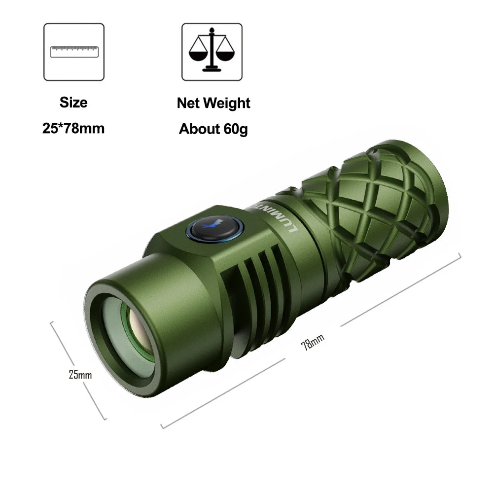 Hiking Camping LEP Flashlight Pocket-Sized 78mm LEP Flashlight with 18350 Battery, 700m Max Range Ultra-Compact  Outdoor light