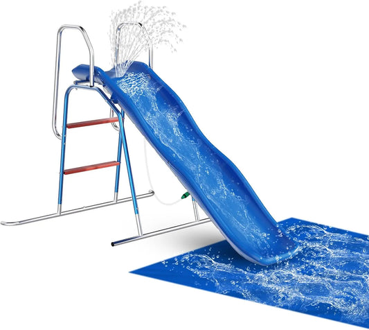 Kids Backyard Water Slide with Triple Spray Sprinkler and Tarp for Summer Outdoor Fun