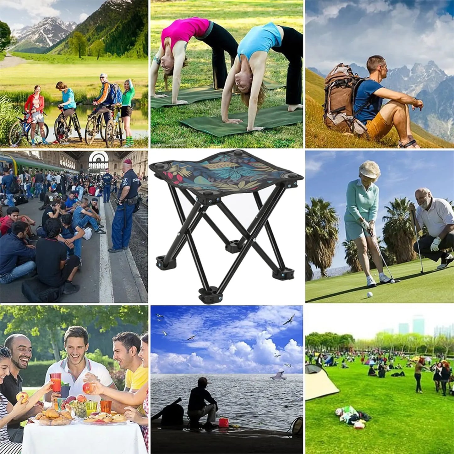 Portable Folding Stool Outdoor Camping Stool for Camping, Hiking, Fishing, Beach,Lightweight Camping Chair Travel with Carry Bag