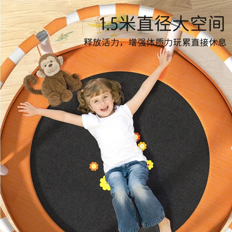 Diameter 1.5m Trampoline Set with PE Protective Net Equipped for Childs Indoor Trampoline Bed Gymnastics Fitness Training Tools