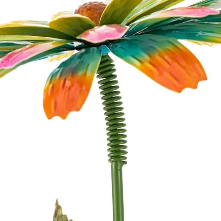 Metal Yard Stake 4" H H Painted Garden with Petals Iron Garden Yard Spring Decor for Lawn Landscape
