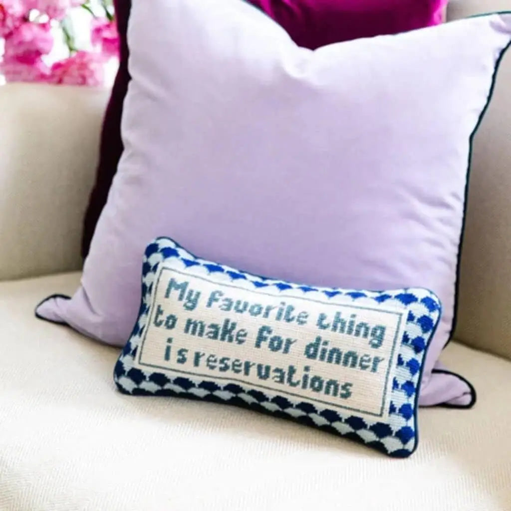 Needlepoint Decorative Throw Pillow 8x14" Small Embroidered Accent Pillow for Bed Chair Couch Sofa Eclectic Home Decor
