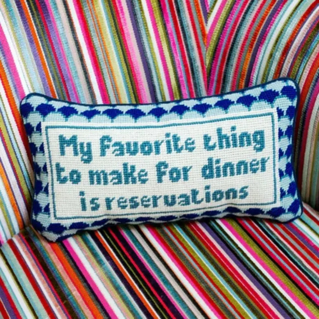 Needlepoint Decorative Throw Pillow 8x14" Small Embroidered Accent Pillow for Bed Chair Couch Sofa Eclectic Home Decor
