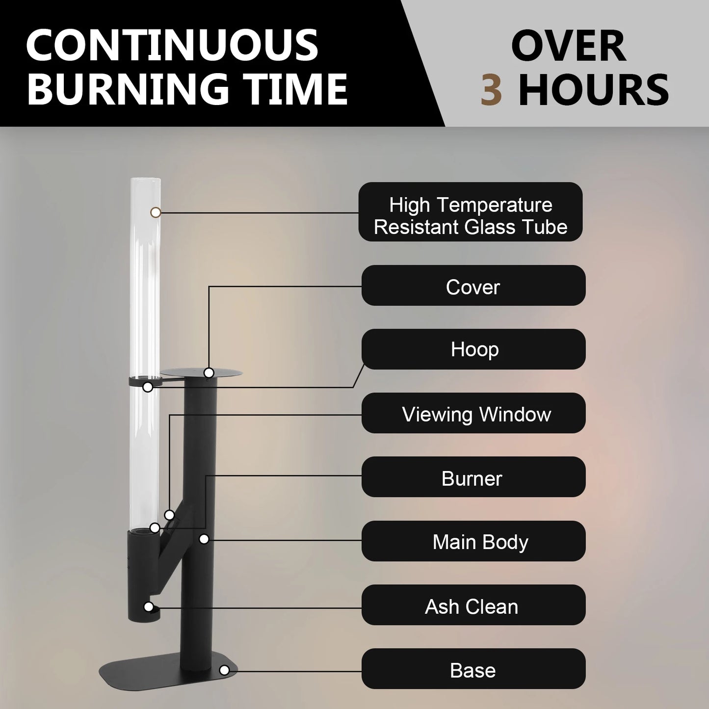 50.79in Patio Heater Wood Pellet Stove with Glass Tube Portable Wood Pellet Fire Pit with Table for Home Gardens Commercial Use