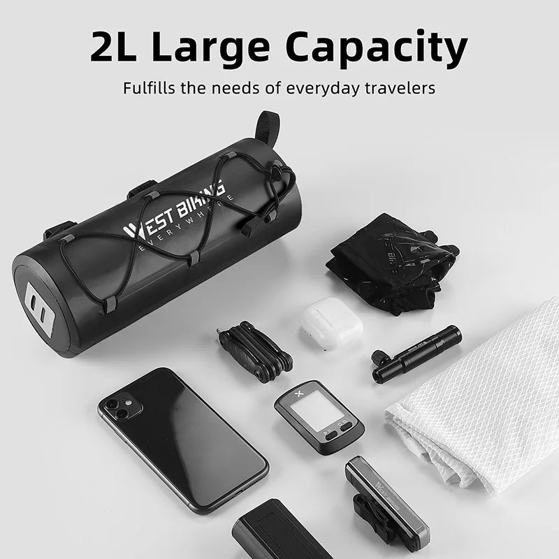 WEST BIKING Waterproof Bicycle Handlebar Bag Versatile Top Tube Bag PVC Front Bag For Cycling Travel MTB Road Bike Accessories