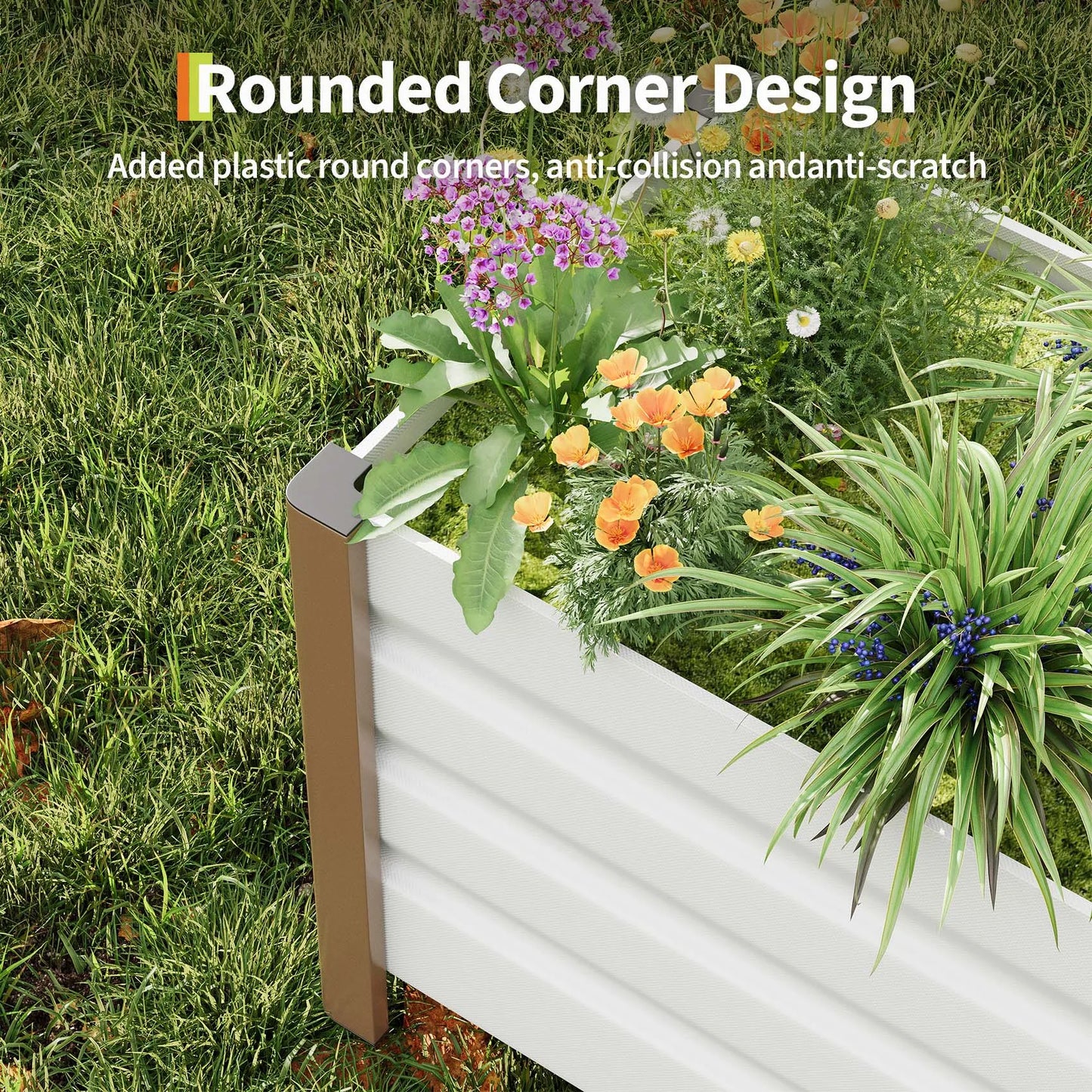 Weatherproof Aluminum Raised Garden Bed Planter Box Deep Rooted Planter w/Drainage Holes for Outdoor Patio Balcony Lawn Planting
