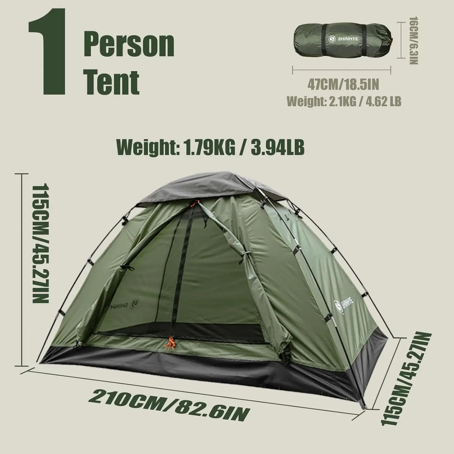 Ultralight Waterproof Backpacking Tent for 1-5 Person Camping, Quick Setup, Windproof Outdoor Tents