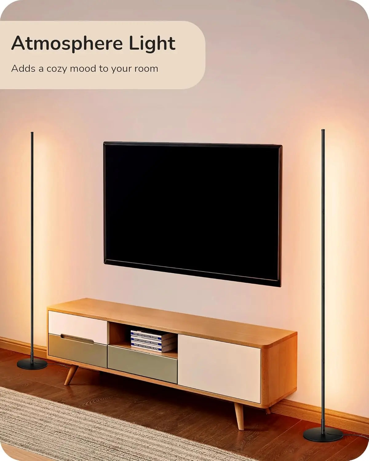 57.5" Adjustable Dimmable LED Corner Floor Lamp, Minimalist Design for Living Room Bedroom Office, Warm White Light
