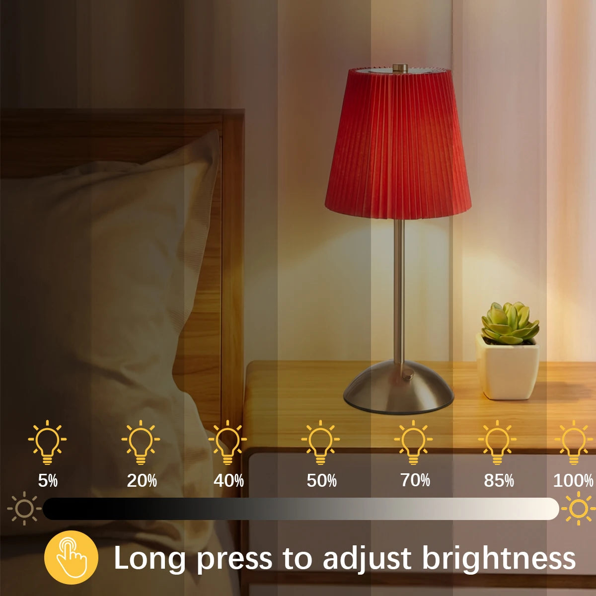 Smart Touch LED Desk Lamp–Rechargeable Reading Lamp with 3-Level Dimming for Home/Office/Dorm Study/ Holiday Decorative Light