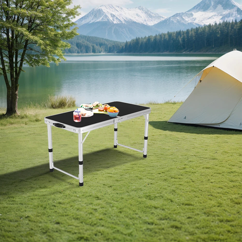 Lightweight Folding Table Portable Picnic Table with Carry Handle Folding Aluminum Camp Table for Outdoor Picnic Camping Fishing