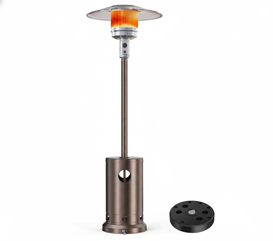 48,000 BTU Propane Patio Heater, 87" Outdoor Outdoor Heating Tower with Stainless Steel Burner & Sandbox Base, Brown