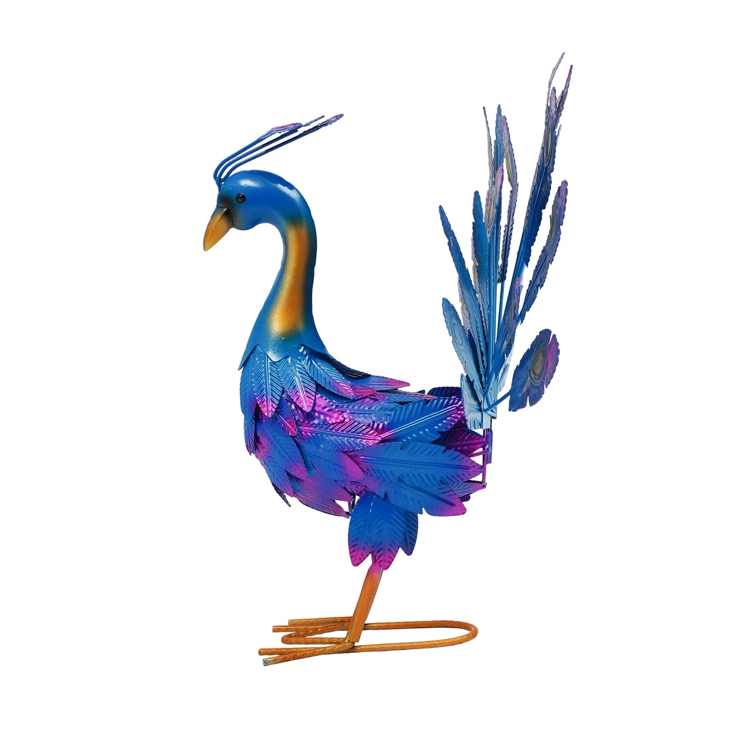 Realistic Metal Peacock Statues Iron Baking Paint Freestanding Outdoor Garden Decorative Ornaments Modern Yard Art Sculptures