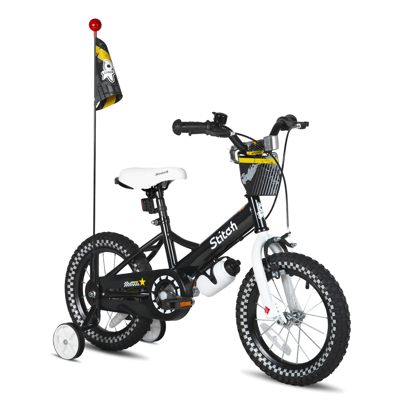 JOYSTAR Little Daisy Kids Bike for Boys Ages 2-7 Years, 12 14 16 InchBoys Bike with Flag & Number Plate