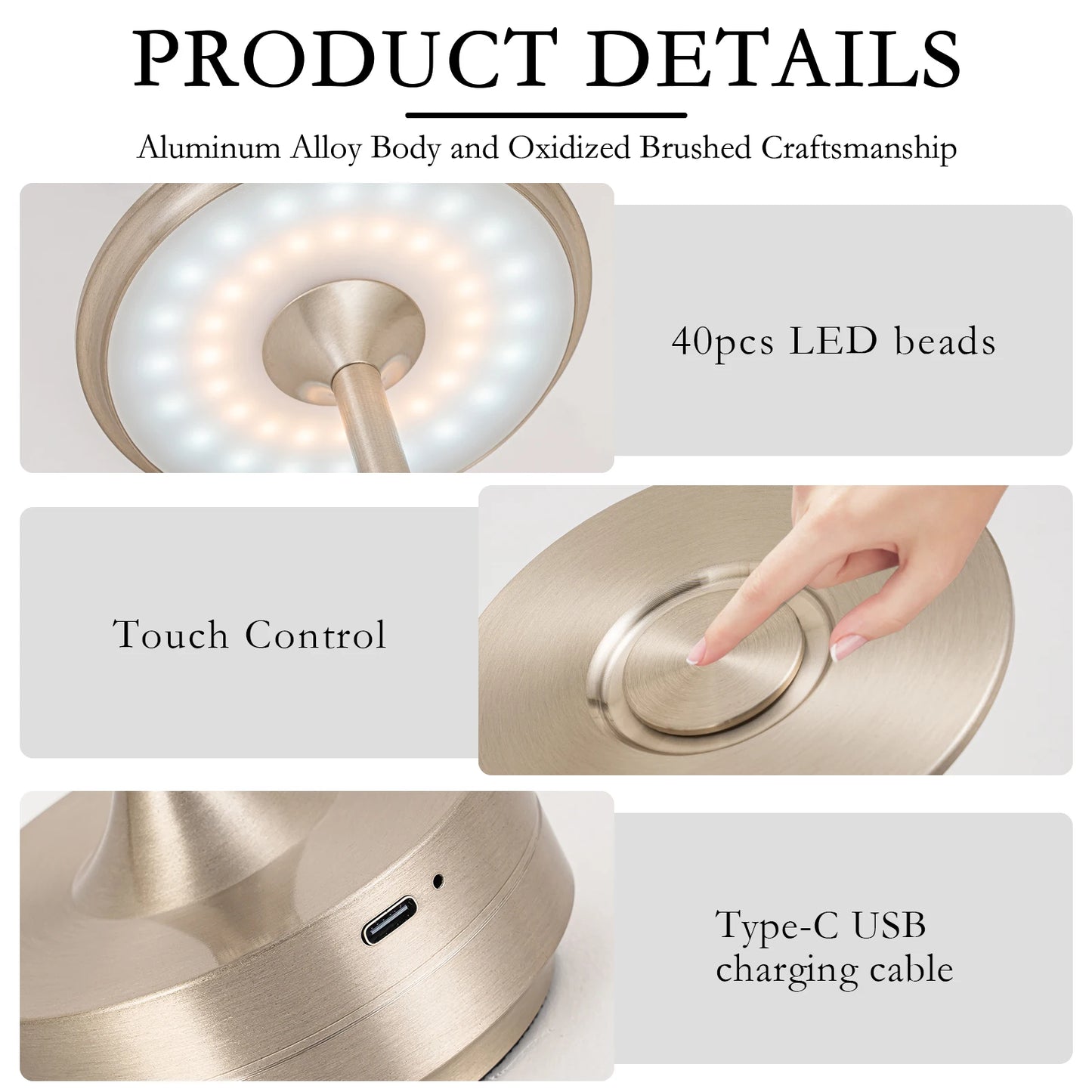 For US ONLY Rechargeable Wireless Table Lamp LED Touch Sensor Desktop Night Light Reading Lamp for Hotel Bar Bedroom Decor Light