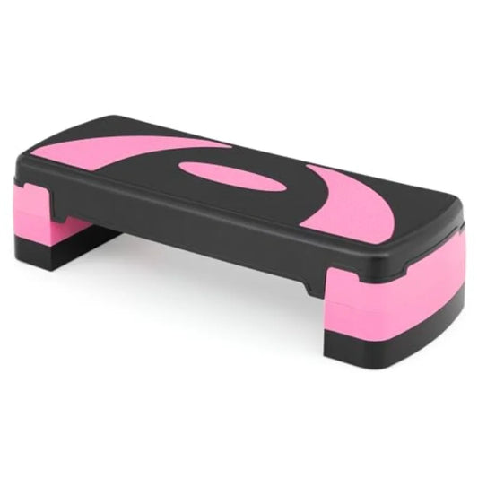 Adjustable Compact Aerobics Stepper Platform for Cardio Core and Strength Training in Black with Non-Slip Surface