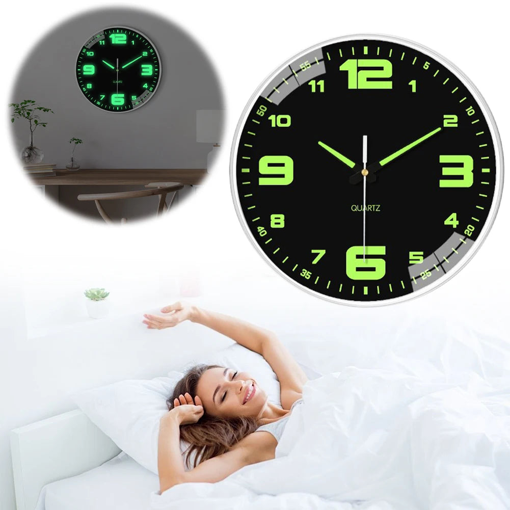 8Inch Night Light Wall Clock Battery Operated Glow in The Dark Clocks Silent Light Up Wall Clocks Decorative for Kitchen Bedroom