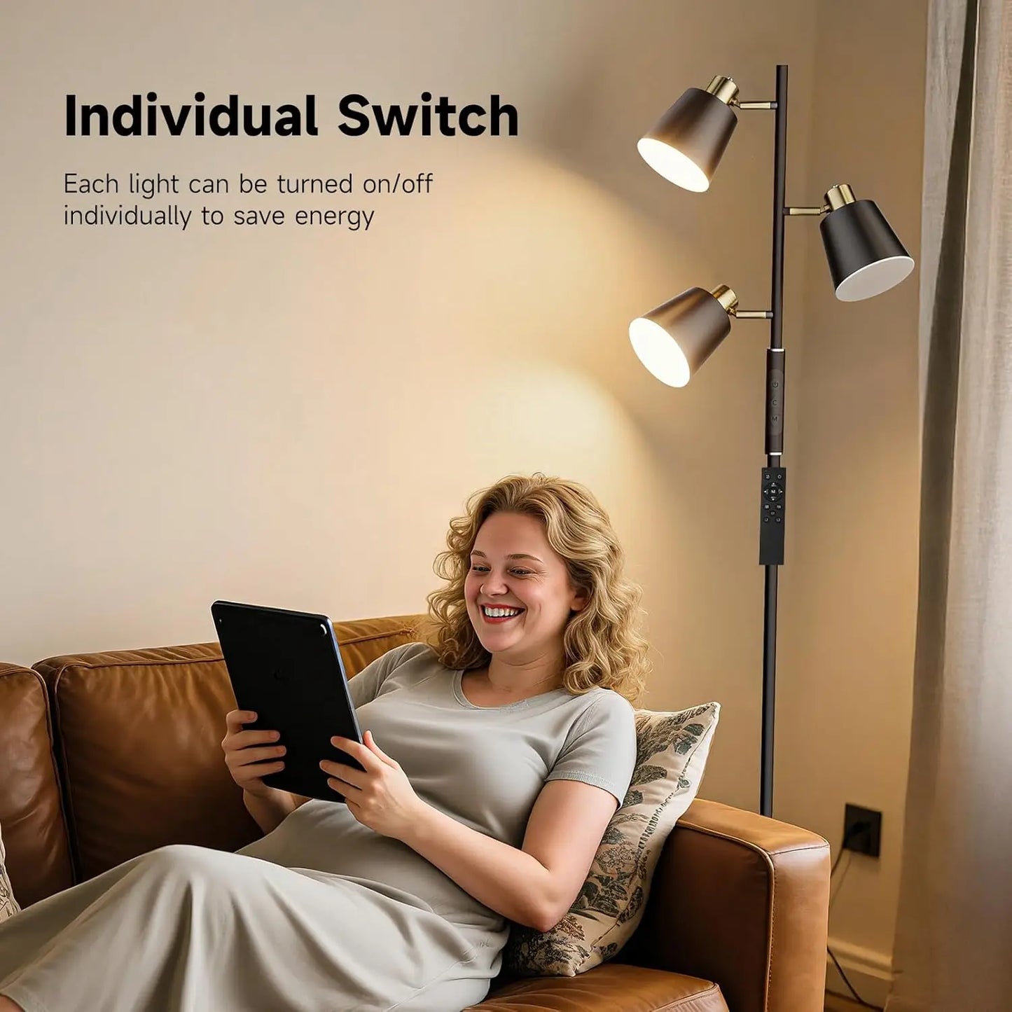 Modern LED Tree Floor Lamp with Remote, Touch Control, 4 Color Temperatures, and Dimmable Lights for Living Room