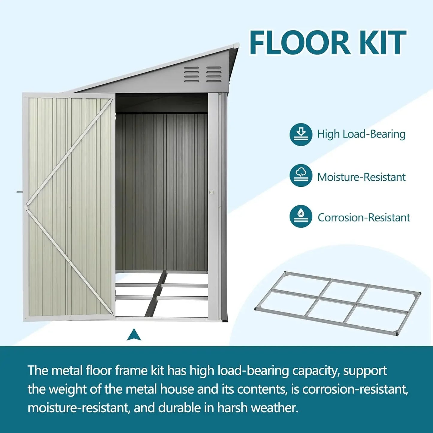 4x10 Ft Outdoor Metal Shed, Heavy-Duty Storage Shed with Floor Kit for Tools and Bikes, Lean to Shed with, Customized