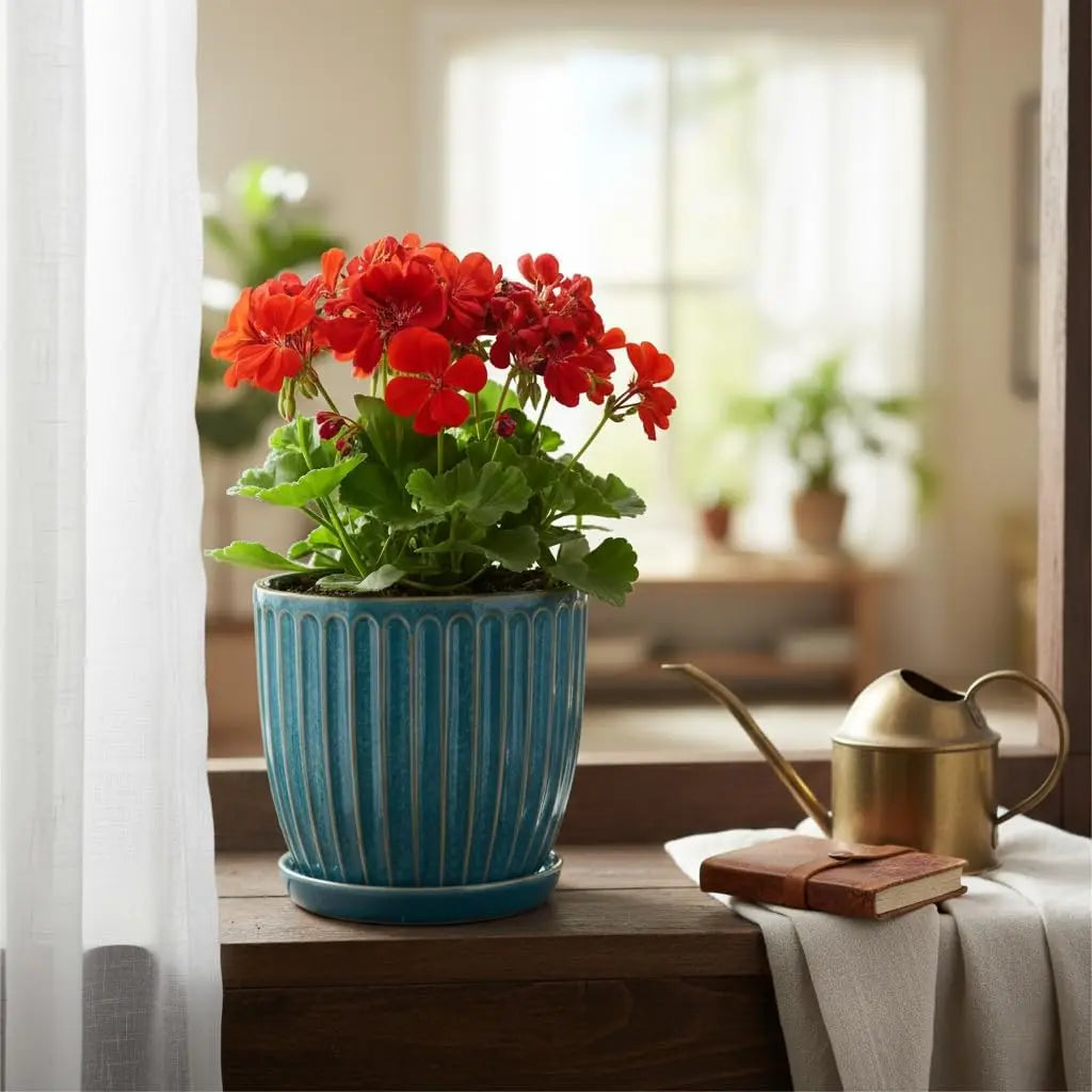 6-Inch Ceramic Plant Pots with Drainage Hole, Indoor/Outdoor Flower Pots for Succulents and More in Glaze Blue