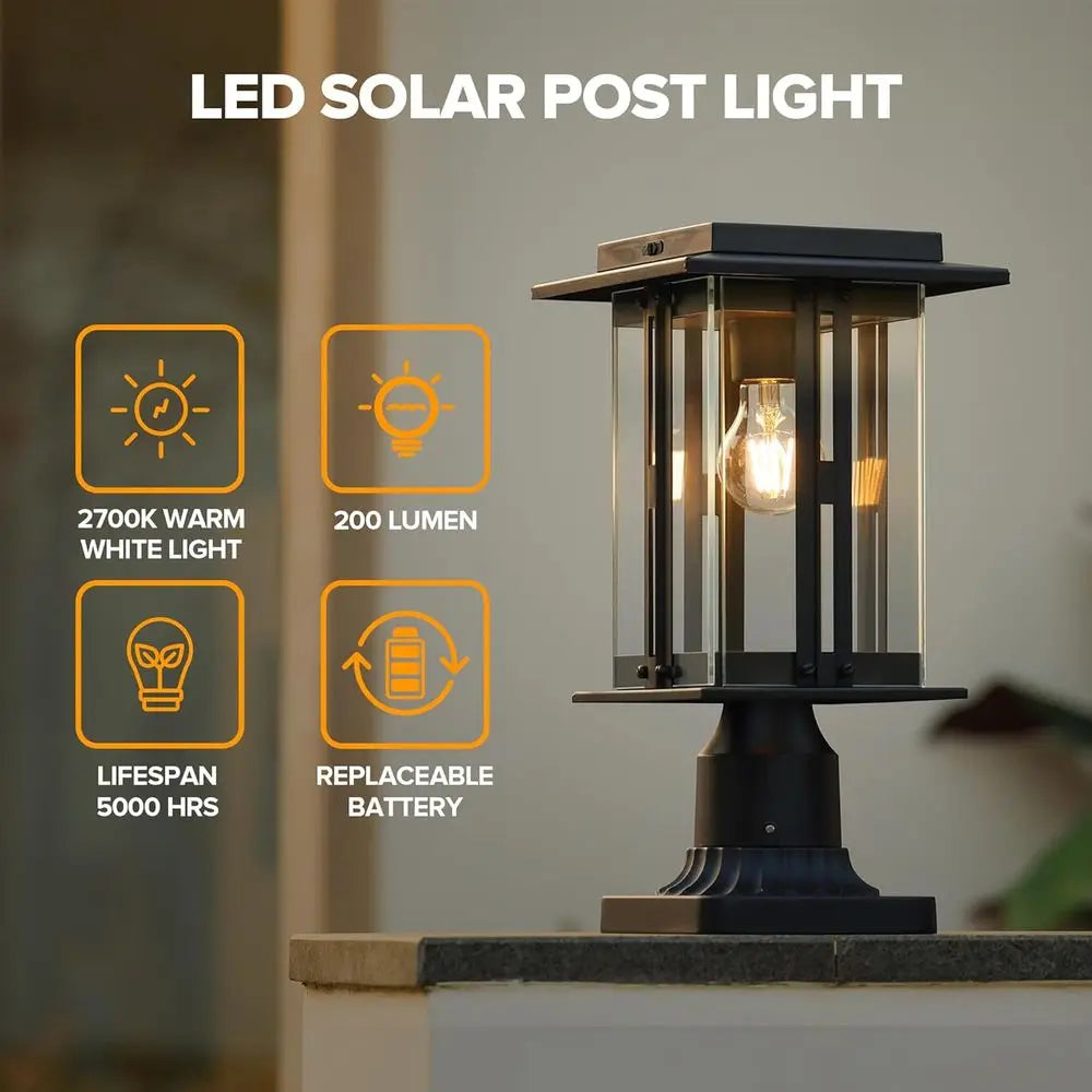 Lamp Post Light, Dusk to Dawn, Craftsman Style Post Light Waterproof, Powered with Pier Mount Base, 200 Lumens Post Lights