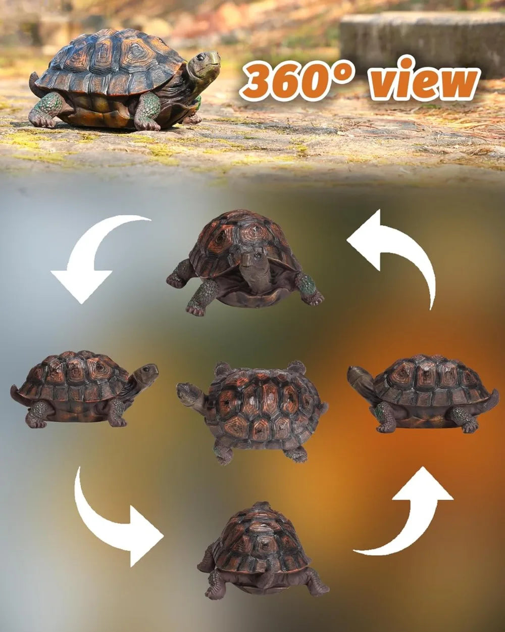 Resin Tortoise Turtle Statue, Garden Sculpture for Indoor/Outdoor Yard Lawn Ornament, Home Decor (Large)
