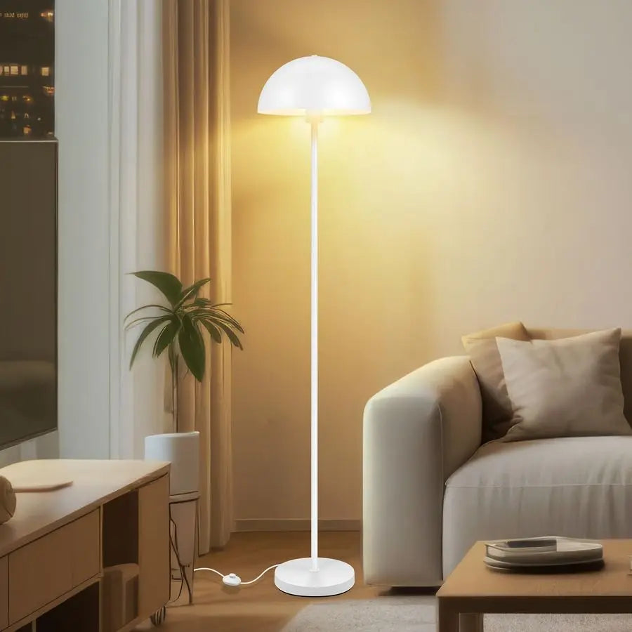 Floor Lamps for Living Room, White Metal Mushroom Lamp, 66 Tall Corner Lamp, Footswitch, Bright Industrial Standing Lamps for Be